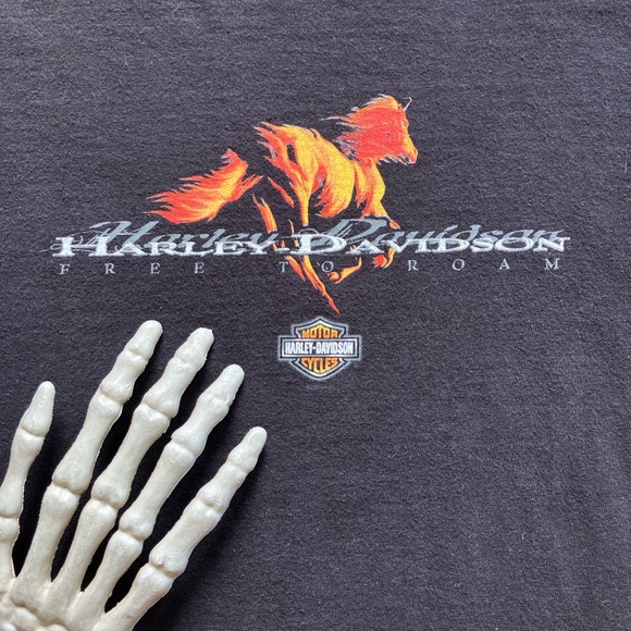 💀 SOLD 💀 Vintage 2004 Harley Davidson Fire Horse Black Longsleeve ~ Size M - Picture 4 of 9